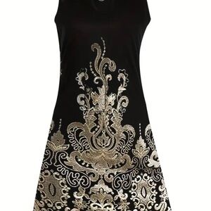 Elegant Black and Gold Embroidered Dress